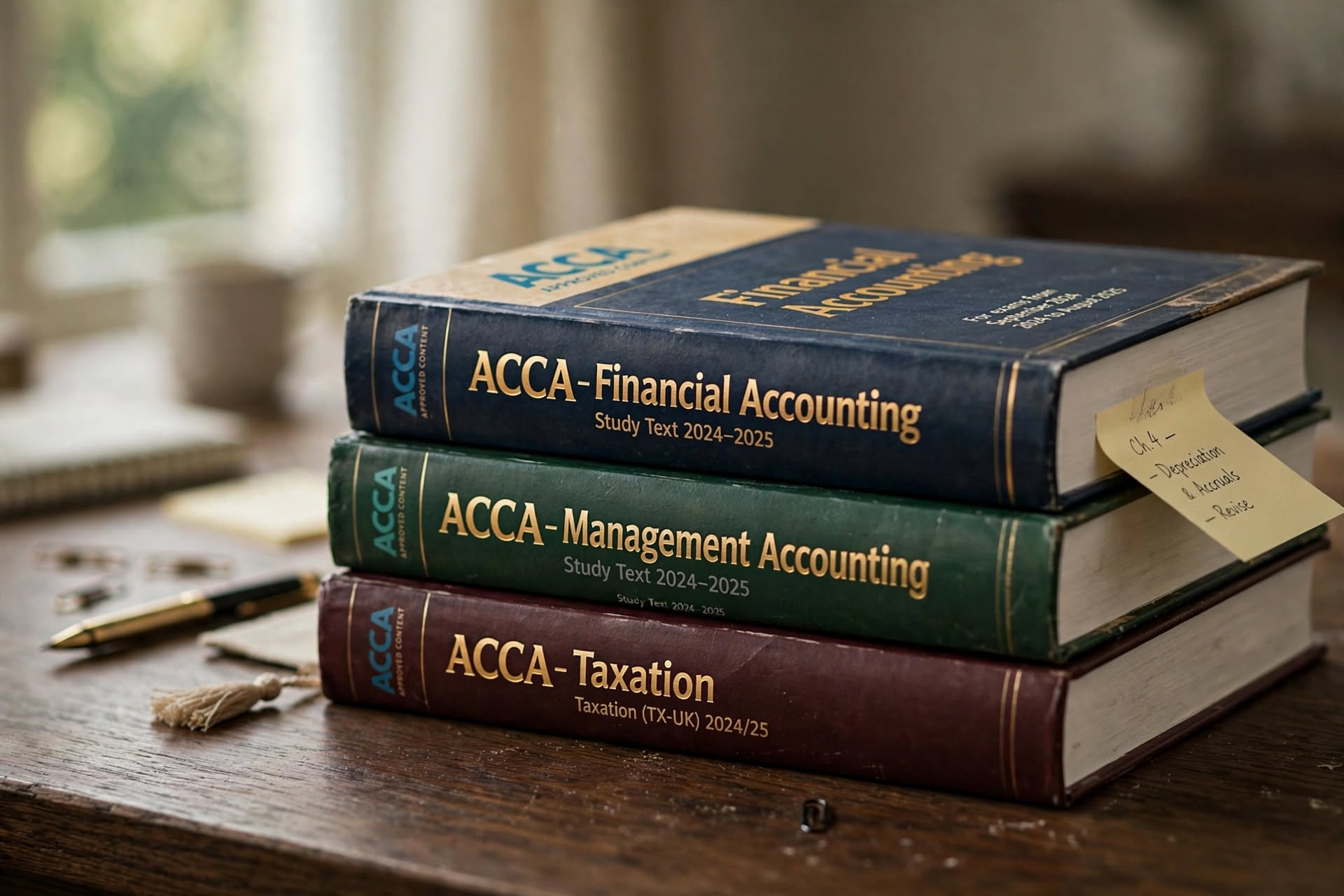 Professional accounting study texts for financial accounting, management accounting and taxation
