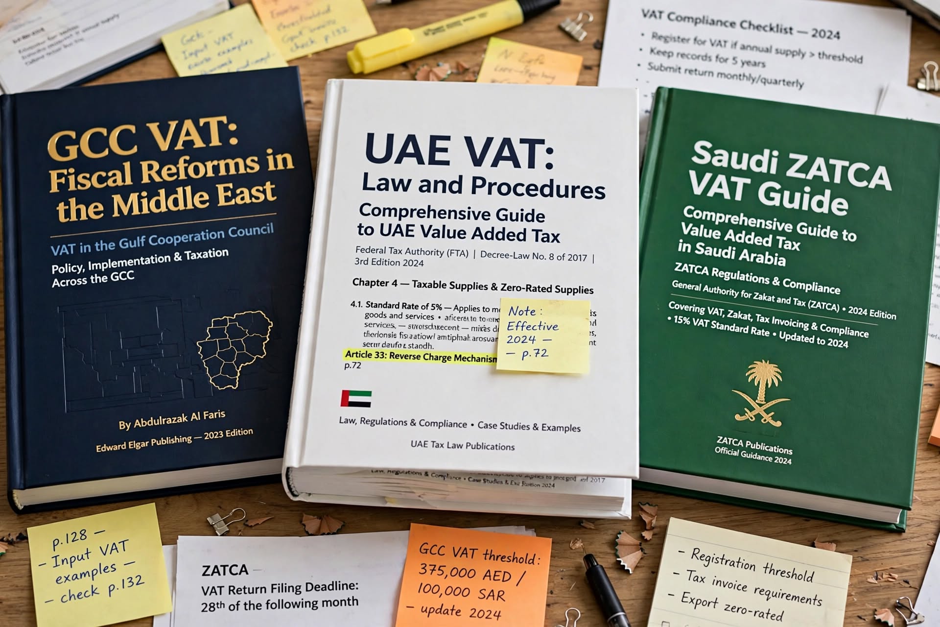 GCC and UAE VAT reference texts with compliance checklists and annotated notes